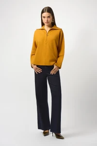 Sweater Knit Boxy Pullover With Zipped Collar | 253963